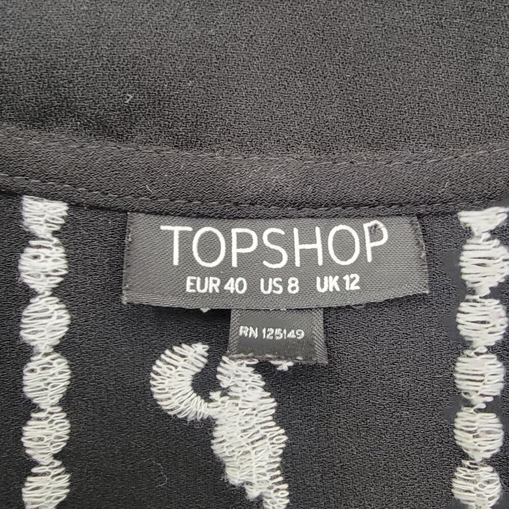 Topshop Kimono‎ Open Front Cardigan Embroidered Fringe Long Sleeve Witchy Sz 8 - Picture 3 of 15